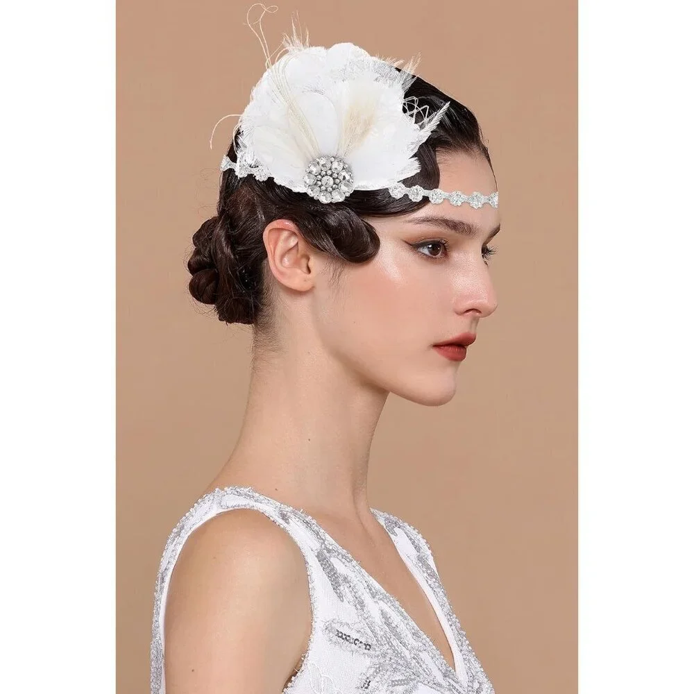 Flapper Headpiece Women Rhinestone Feather 1920s Gatsby Party Accessory